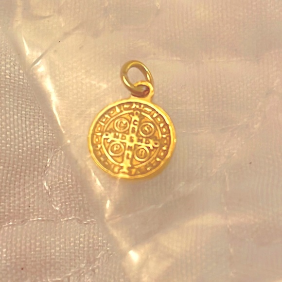 Tiny 18k gold charm - sterling silver, gold plated (not solid gold) religious - Picture 3 of 5